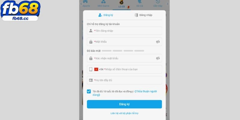 Cách thức đăng ký tài khoản siêu đơn giản cho hội viên FB68